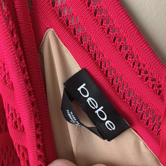 NWT Bebe bright fuchsia Maeve mesh striped dress sz xs - Picture 5 of 9